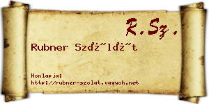 Rubner Szólát névjegykártya